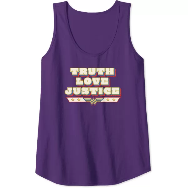 Amazon Essentials DC Comics Wonder Woman Truth Love Justice Tank TopPurple