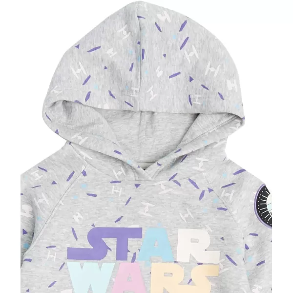 Amazon Essentials Disney  Marvel  Star Wars  Frozen  Princess Girls and Toddlers Fleece LongSleeve Hooded DressesGrey Star Wars Logo