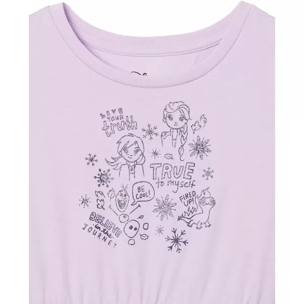 Amazon Essentials Disney  Marvel  Star Wars  Frozen  Princess Girls and Toddlers Knit ShortSleeve Tutu DressesDark Blue Purple Frozen Elsa amp Olaf