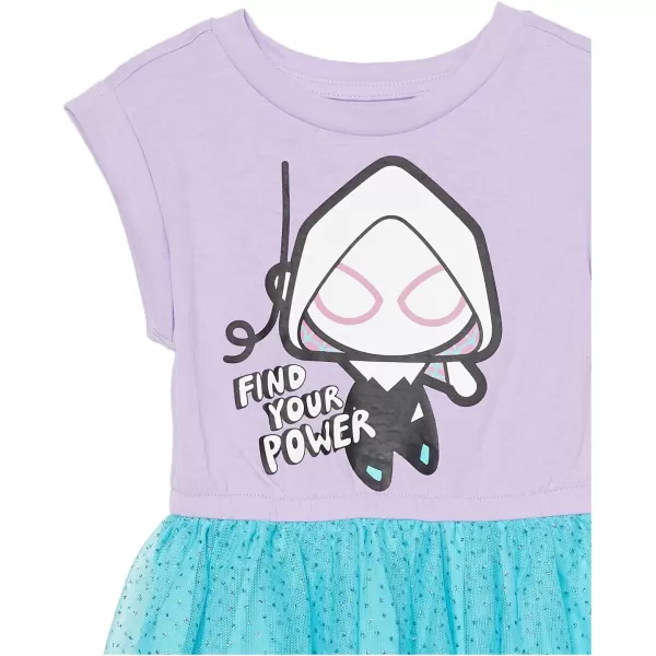 Amazon Essentials Disney  Marvel  Star Wars  Frozen  Princess Girls and Toddlers Knit ShortSleeve Tutu DressesMarvel Ghostspider
