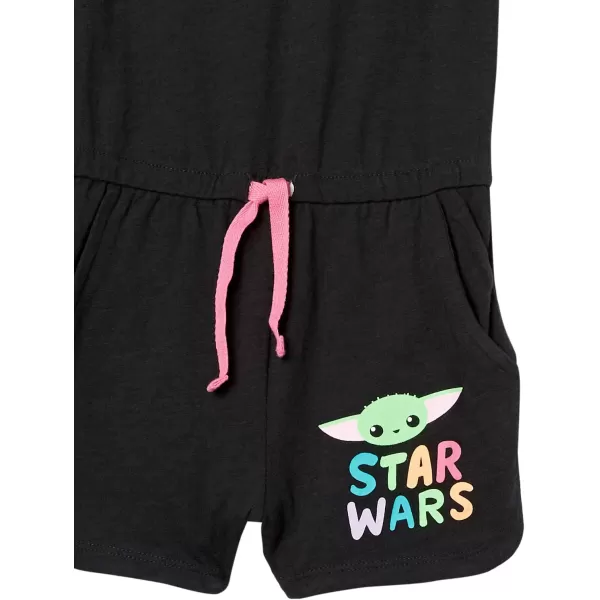 Amazon Essentials Disney  Marvel  Star Wars  Frozen  Princess Girls and Toddlers Knit Sleeveless Rompers Pack of 2Black White Star Wars