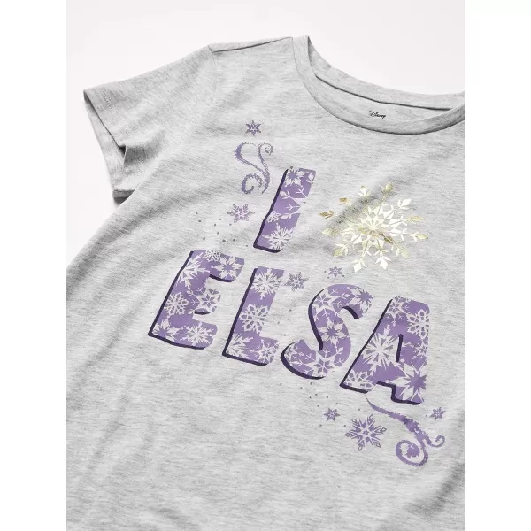 Amazon Essentials Disney  Marvel  Star Wars  Frozen  Princess Girls and Toddlers ShortSleeve TShirts Multipacks4 BlueGreyWhiteFrozen Elsa amp Olaf