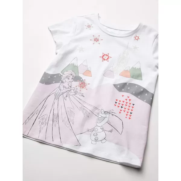 Amazon Essentials Disney  Marvel  Star Wars  Frozen  Princess Girls and Toddlers ShortSleeve TShirts Multipacks4 BlueGreyWhiteFrozen Elsa amp Olaf