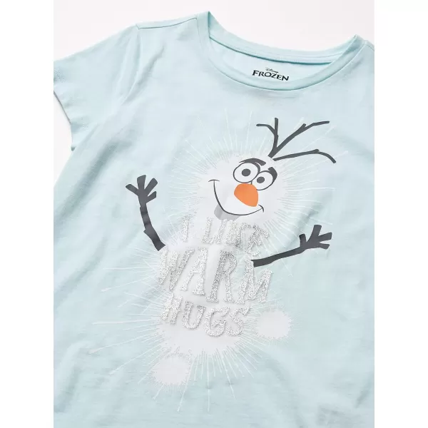 Amazon Essentials Disney  Marvel  Star Wars  Frozen  Princess Girls and Toddlers ShortSleeve TShirts Multipacks4 BlueGreyWhiteFrozen Elsa amp Olaf