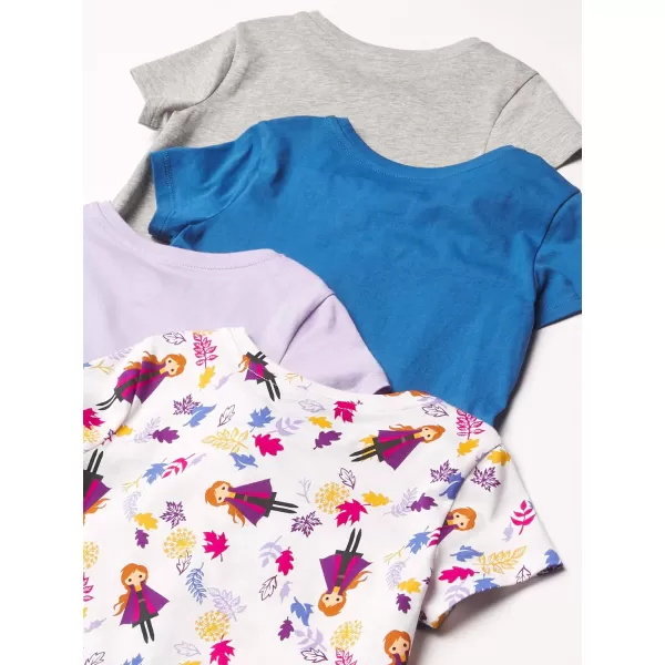Amazon Essentials Disney  Marvel  Star Wars  Frozen  Princess Girls and Toddlers ShortSleeve TShirts Multipacks4 GreyPurpleBlueFrozen 2 Stronger Together