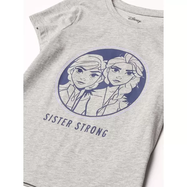 Amazon Essentials Disney  Marvel  Star Wars  Frozen  Princess Girls and Toddlers ShortSleeve TShirts Multipacks4 GreyPurpleBlueFrozen 2 Stronger Together