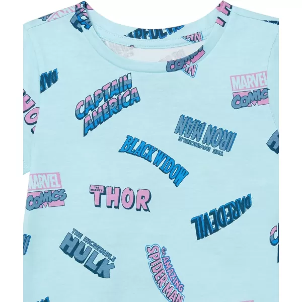Amazon Essentials Disney  Marvel  Star Wars  Frozen  Princess Girls and Toddlers ShortSleeve Tunic TShirts Pack of 33pack Marvel Heroes