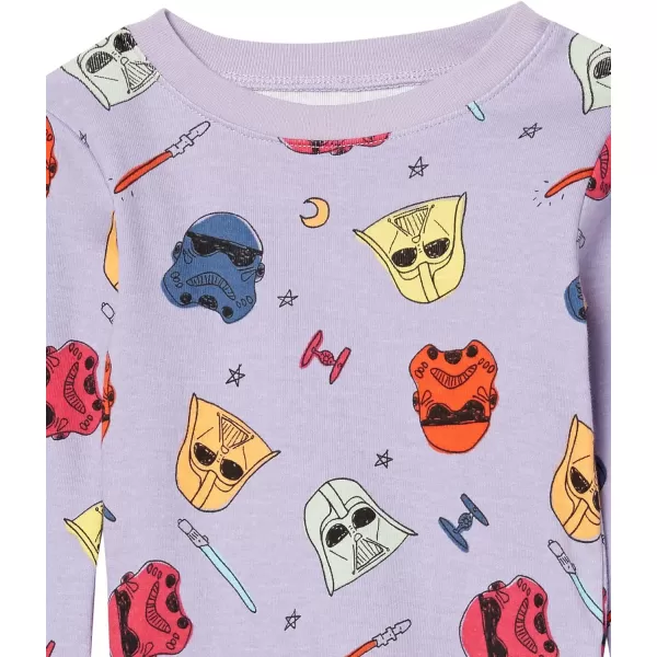 Amazon Essentials Disney  Marvel  Star Wars  Princess Girls and Toddlers Snugfit Cotton Pajamas Pack of 33piece Star Wars Purple Rule the Galaxy Set