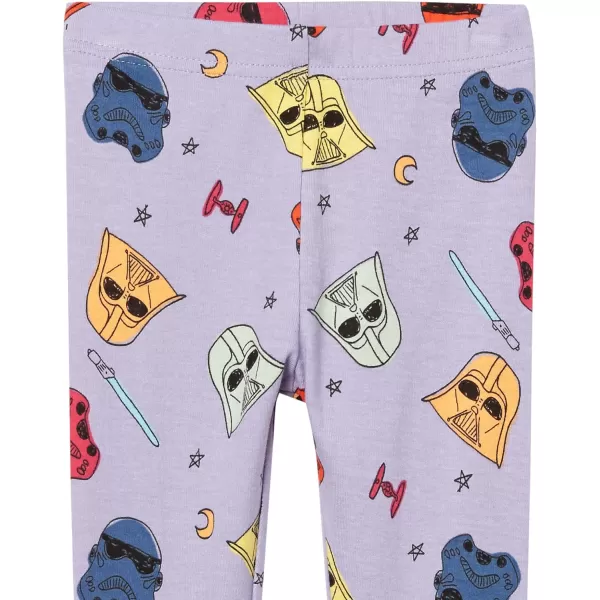 Amazon Essentials Disney  Marvel  Star Wars  Princess Girls and Toddlers Snugfit Cotton Pajamas Pack of 33piece Star Wars Purple Rule the Galaxy Set
