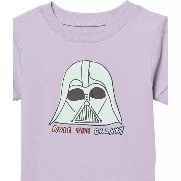 Amazon Essentials Disney  Marvel  Star Wars  Princess Girls and Toddlers Snugfit Cotton Pajamas Pack of 33piece Star Wars Purple Rule the Galaxy Set