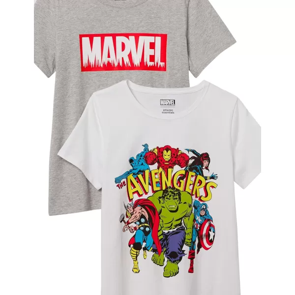 Amazon Essentials Disney  Marvel  Star Wars  Princess Womens ShortSleeve CrewNeck TShirts Pack of 2Marvel Avengers