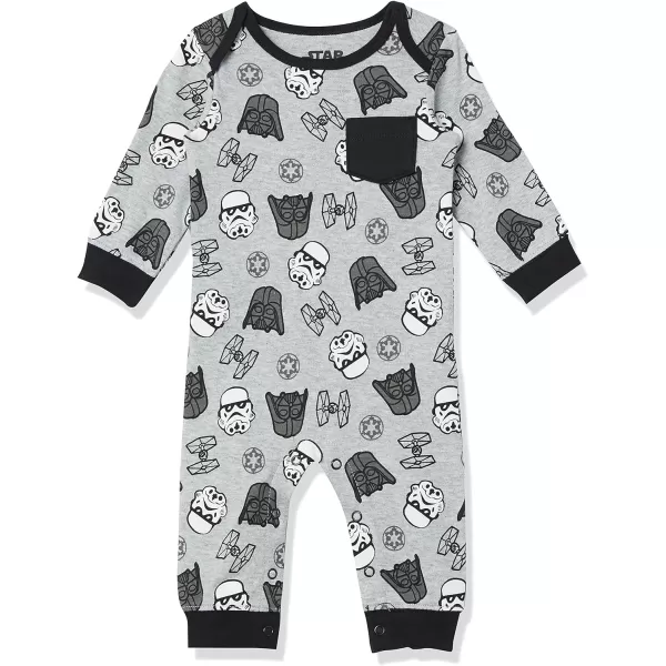 Amazon Essentials Disney  Marvel  Star Wars Baby Boys Cotton Coveralls Pack of 3Star Wars Tiny Trooper