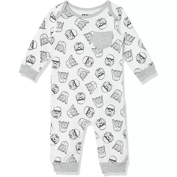 Amazon Essentials Disney  Marvel  Star Wars Baby Boys Cotton Coveralls Pack of 3Star Wars Tiny Trooper