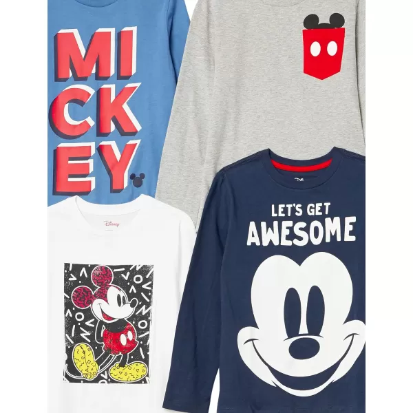 Amazon Essentials Disney  Marvel  Star Wars Boys and Toddlers LongSleeve TShirts Previously Spotted Zebra Pack of 4Mickey Awesome