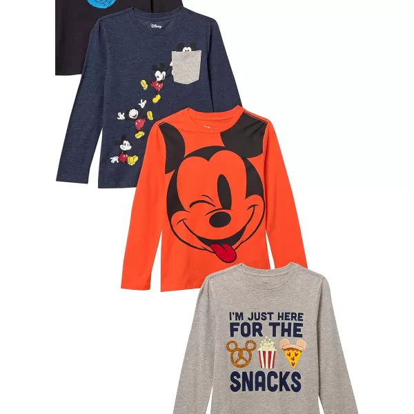 Amazon Essentials Disney  Marvel  Star Wars Boys and Toddlers LongSleeve TShirts Previously Spotted Zebra Pack of 4Mickey Snacks