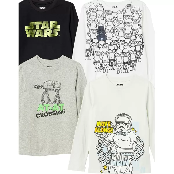 Amazon Essentials Disney  Marvel  Star Wars Boys and Toddlers LongSleeve TShirts Previously Spotted Zebra Pack of 4Star Wars Stormtroopers