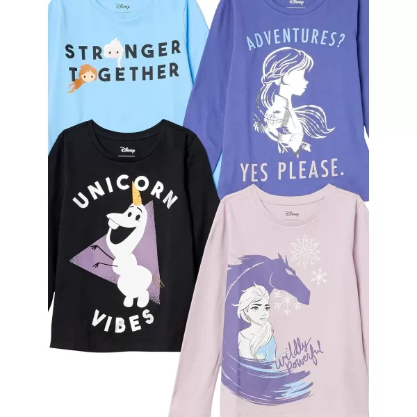 Amazon Essentials Disney  Marvel  Star Wars Girls and Toddlers LongSleeve TShirts Previously Spotted Zebra Pack of 4BlackCornflower BlueLight BluePrincess Power