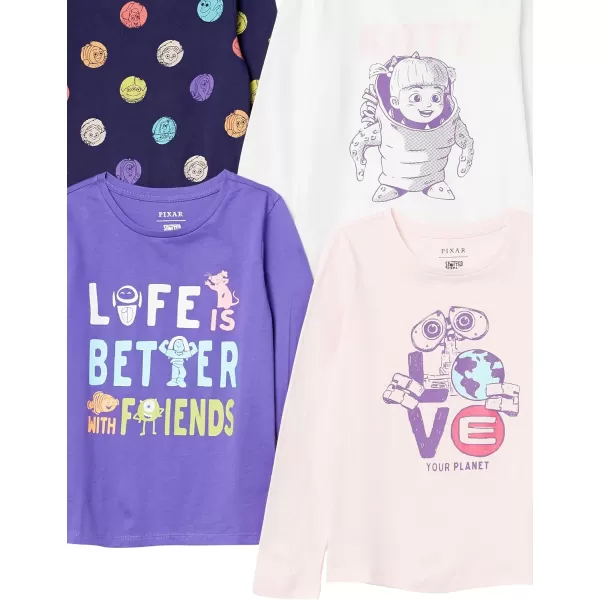 Amazon Essentials Disney  Marvel  Star Wars Girls and Toddlers LongSleeve TShirts Previously Spotted Zebra Pack of 4Pixer Collection Friends