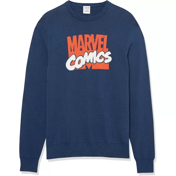 Amazon Essentials Disney  Marvel  Star Wars Mens Crew SweatersMarvel Comic Logo