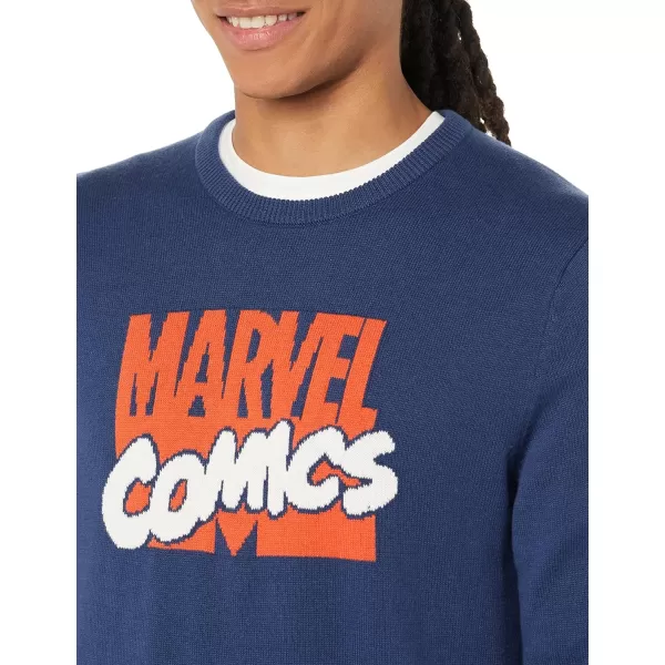 Amazon Essentials Disney  Marvel  Star Wars Mens Crew SweatersMarvel Comic Logo