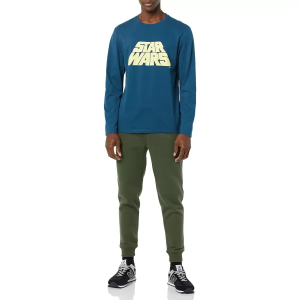 Amazon Essentials Disney  Marvel  Star Wars Mens LongSleeve TShirts Pack of 2Light Yellow Star Wars MandoNavy Star Wars