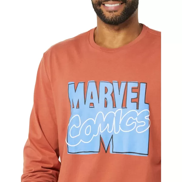 Amazon Essentials Disney  Marvel  Star Wars Mens LongSleeve TShirts Pack of 2Marvel Comic LogoMarvel Black Panther