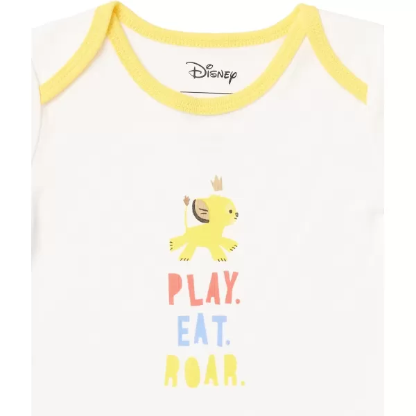 Amazon Essentials Disney  Marvel  Star Wars Unisex Babies ShortSleeve Bodysuits Pack of 6Lion King Play Eat Roar