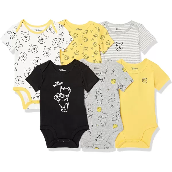 Amazon Essentials Disney  Marvel  Star Wars Unisex Babies ShortSleeve Bodysuits Pack of 6Winnie the Pooh Oh Bother