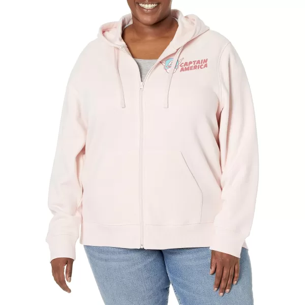 Amazon Essentials Disney  Marvel  Star Wars Womens Fleece FullZip Hoodie Sweatshirts Available in Plus SizeLight Pink Captain America