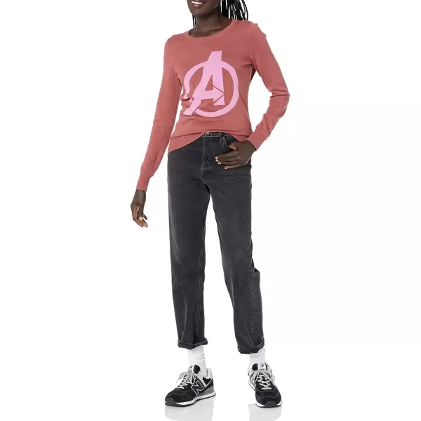 Amazon Essentials Disney  Marvel  Star Wars Womens Lightweight Crew SweatersAvengers Logo  Womens