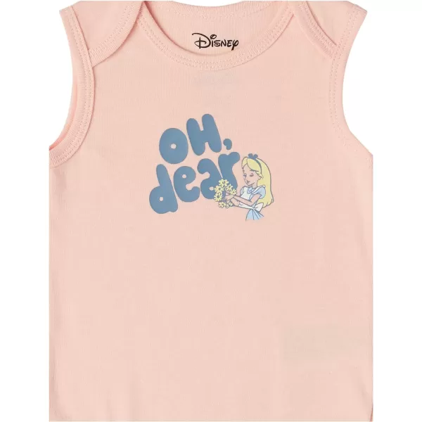 Amazon Essentials Disney  Star Wars  Princess Baby Girls Sleeveless Bodysuits Pack of 6Alice Tea Party