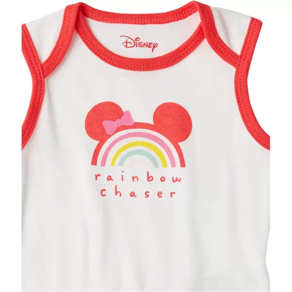 Amazon Essentials Disney  Star Wars  Princess Baby Girls Sleeveless Bodysuits Pack of 6Minnie Rainbow Chaser