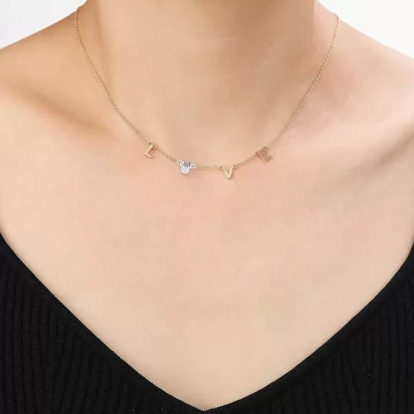 Amazon Essentials Disney Plated Cubic Zirconia Minnie Mouse Love NecklaceMinnie Mouse TriTone 16  2