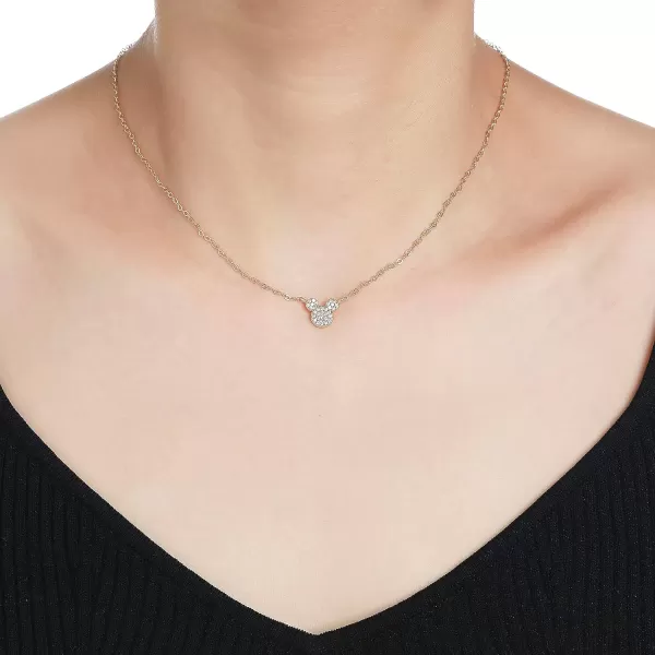 Amazon Essentials Disney Plated Pave Cubic Zirconia Mickey Mouse NecklaceMickey Mouse Gold 16  2
