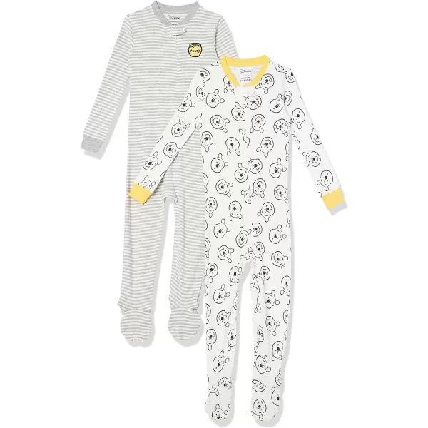 Amazon Essentials Disney l Marvel l Star Wars Unisex Babies Cotton Footed Sleep and Play Multipacks2 Winnie the Pooh Oh Bother