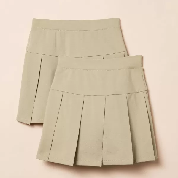 Amazon Essentials Girls Uniform Pleated Scooter Skort Pack of 2Khaki Tan