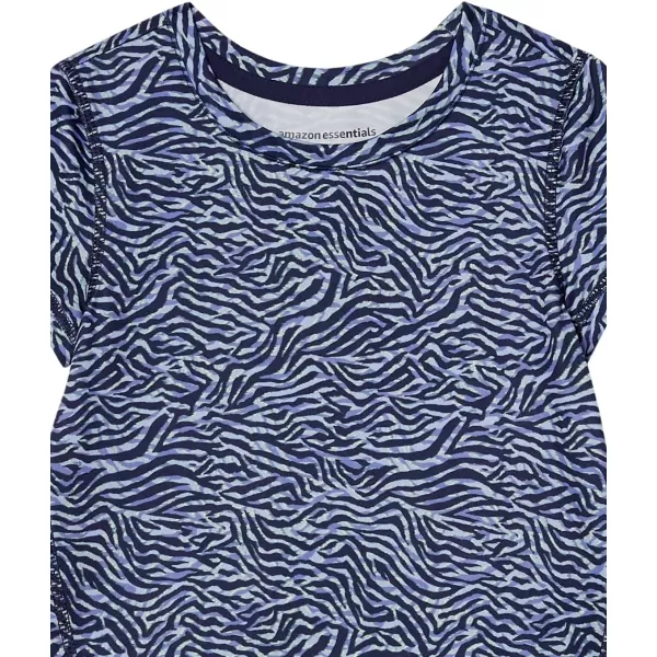 Amazon Essentials Girls and Toddlers Active Performance ShortSleeve TShirts Pack of 2LavenderNavy Zebra