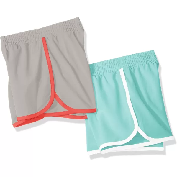 Amazon Essentials Girls and Toddlers Active Running Short Pack of 2Aqua BlueGrey