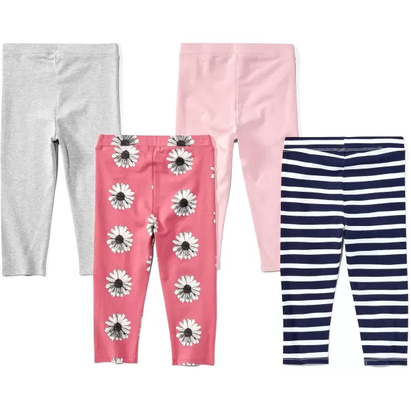 Amazon Essentials Girls and Toddlers Cropped Capri Leggings Previously Spotted Zebra Multipacks4 GreyLight PinkNavy StripeRose Flowers