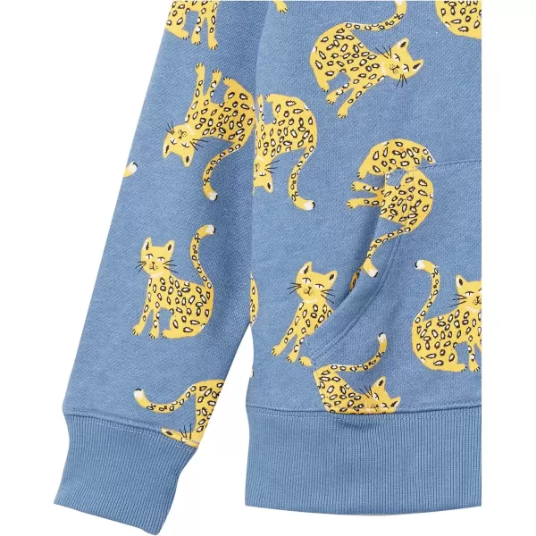 Amazon Essentials Girls and Toddlers Fleece ZipUp Hoodie SweatshirtBlue Cat