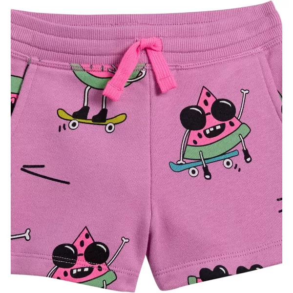 Amazon Essentials Girls and Toddlers French Terry Knit Shorts Previously Spotted Zebra Multipacks3 BluePink WatermelonZebra