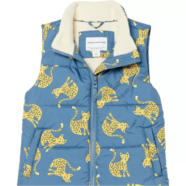 Amazon Essentials Girls and Toddlers Heavyweight Puffer VestBlue Cat