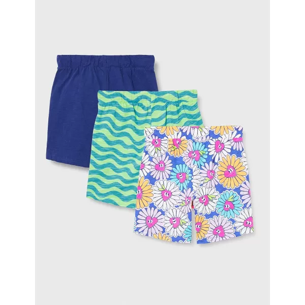 Amazon Essentials Girls and Toddlers Knit Jersey Play Shorts Previously Spotted Zebra Multipacks3 Navy DaisyWaves