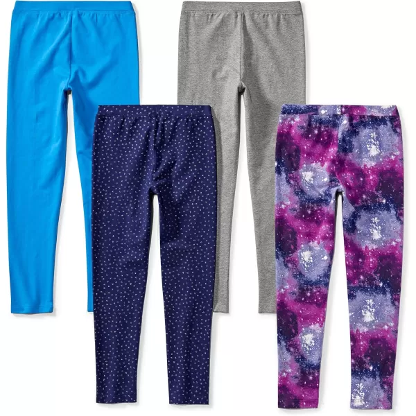 Amazon Essentials Girls and Toddlers Leggings Previously Spotted Zebra Multipacks4 BlueGreyNavy DotsPurple Space