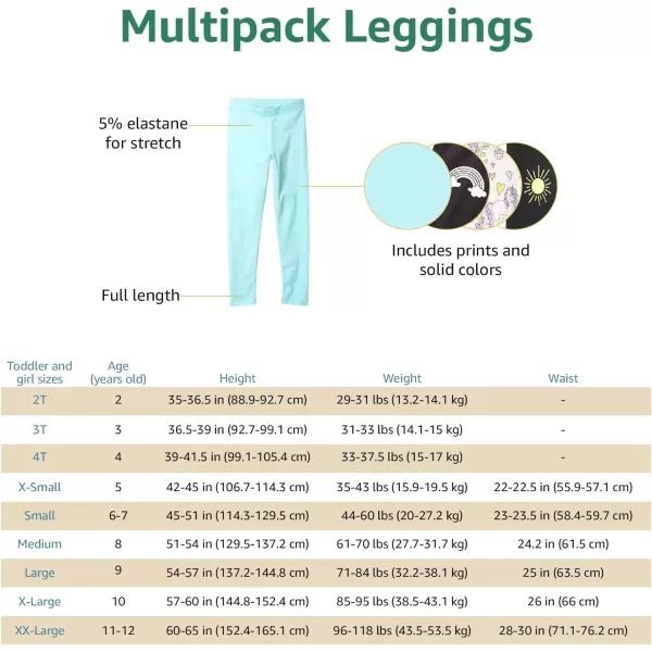 Amazon Essentials Girls and Toddlers Leggings Previously Spotted Zebra Multipacks4 PinkBlueWhite RainbowStars