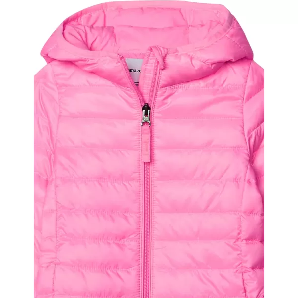 Amazon Essentials Girls and Toddlers Lightweight WaterResistant Packable Hooded Puffer JacketNeon Pink