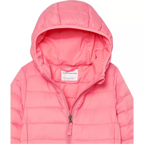 Amazon Essentials Girls and Toddlers Lightweight WaterResistant Packable Hooded Puffer JacketPink