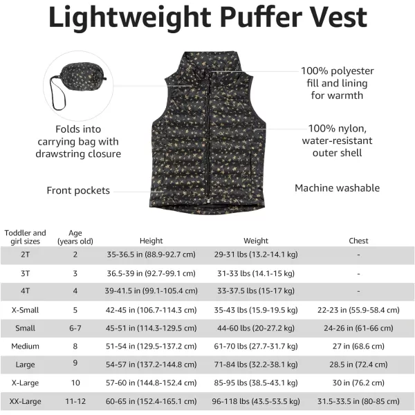 Amazon Essentials Girls and Toddlers Lightweight WaterResistant Packable Puffer VestBlack