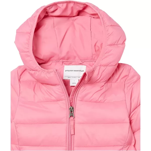 Amazon Essentials Girls and Toddlers Long Lightweight Hooded Puffer JacketBright Pink