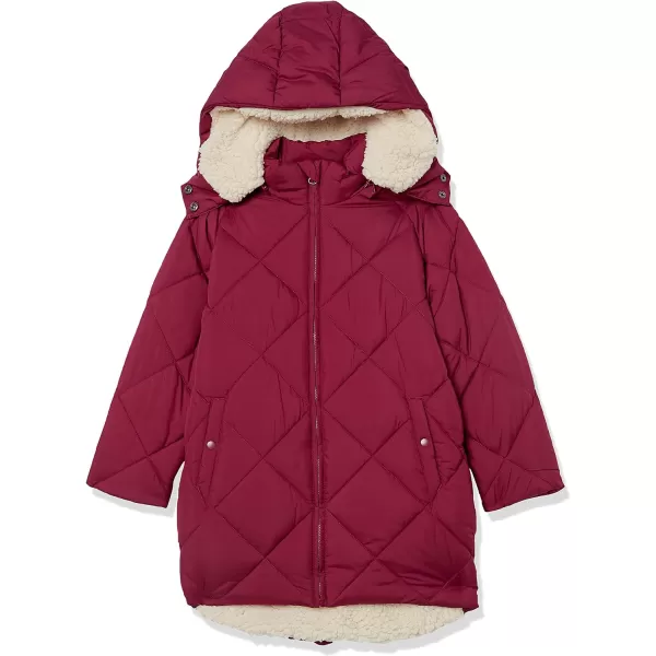 Amazon Essentials Girls and Toddlers Long Quilted Cocoon Puffer CoatBerry